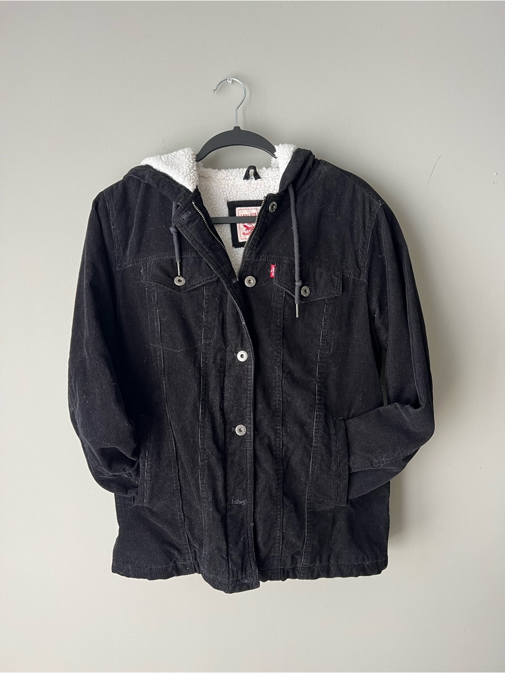 Levi's Black Sherpa Hooded Jean Jacket